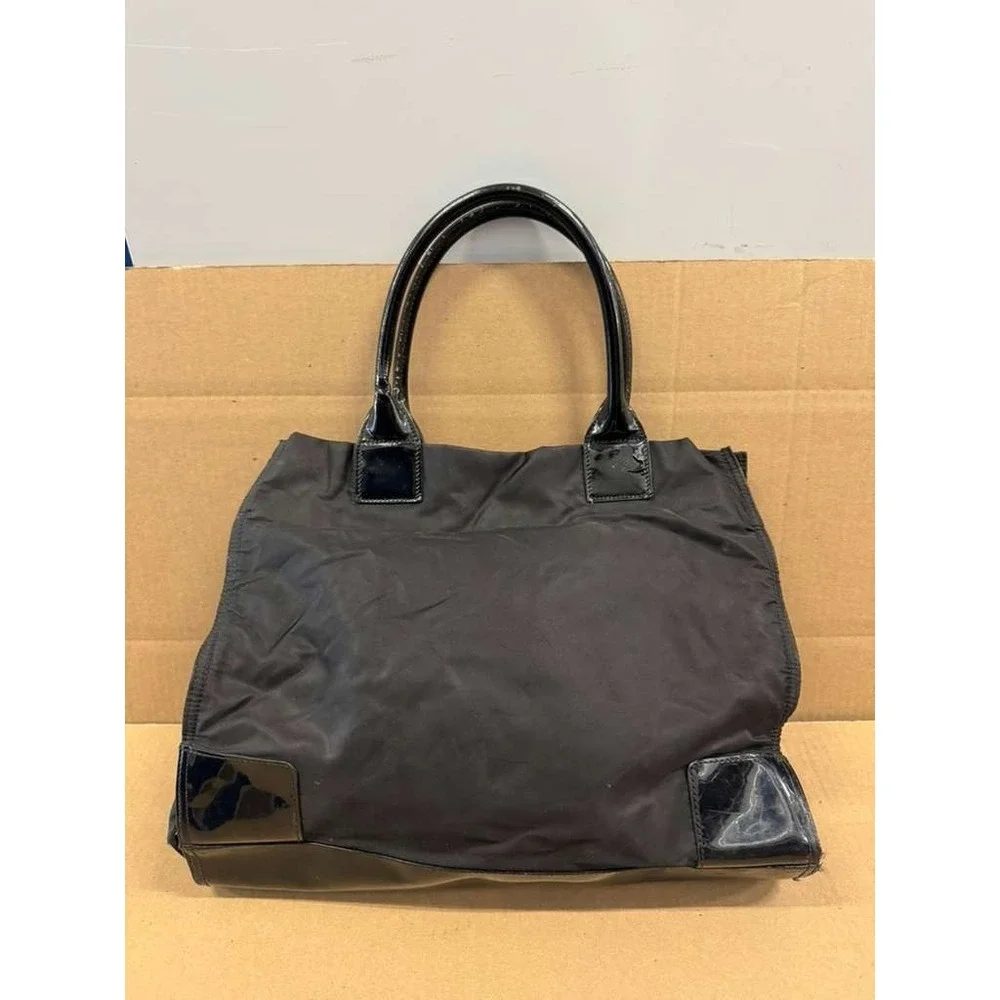 Tory Burch Ella Oversized‎ Logo Patch Recycled Nylon Tote Bag Black Large